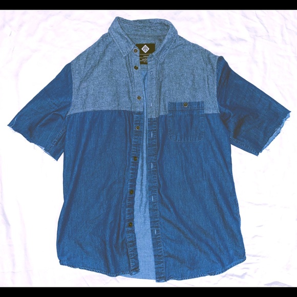 Unisex Custom Cut-Off Short Sleeve Denim Shirt - Picture 1 of 1